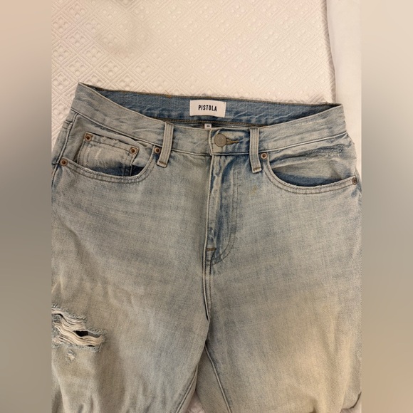 Pistola boyfriend Jean Relaxed Roller Distressed Denim Jeans Light Blue - Picture 2 of 10